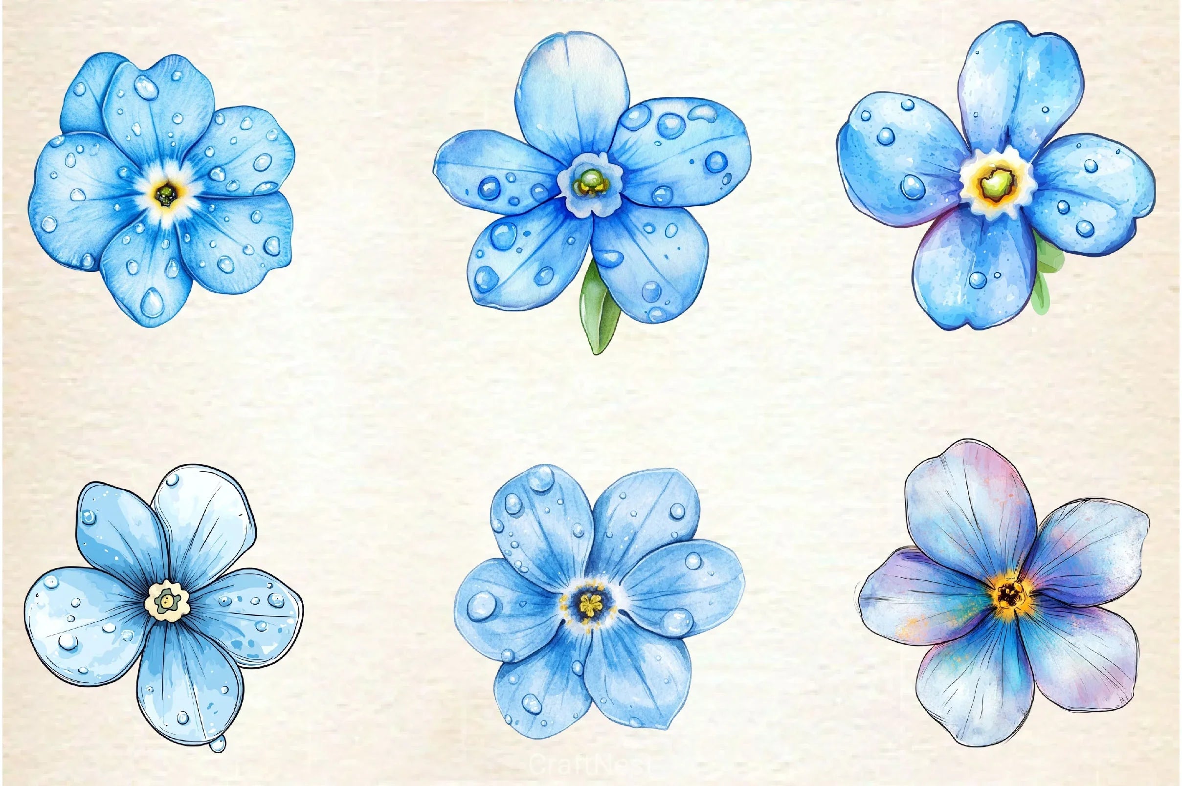 Forget Me Not Flower Bloom Clipart Bundle 2 - CraftNest - Digital Crafting and Art