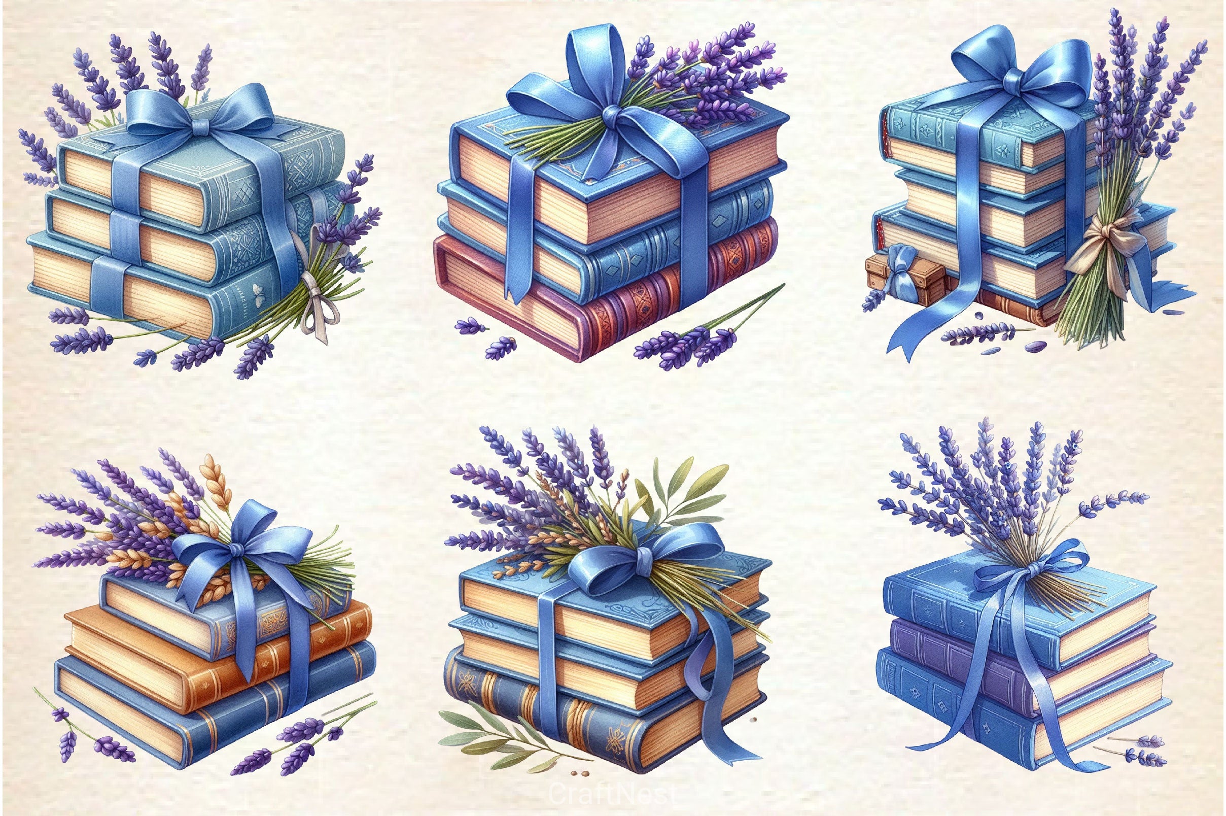 Summer Lavender Books Clipart Bundle - CraftNest - Digital Crafting and Art