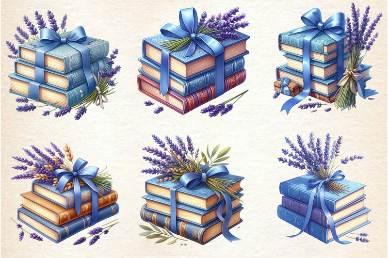 Summer Lavender Books Clipart Bundle - CraftNest - Digital Crafting and Art