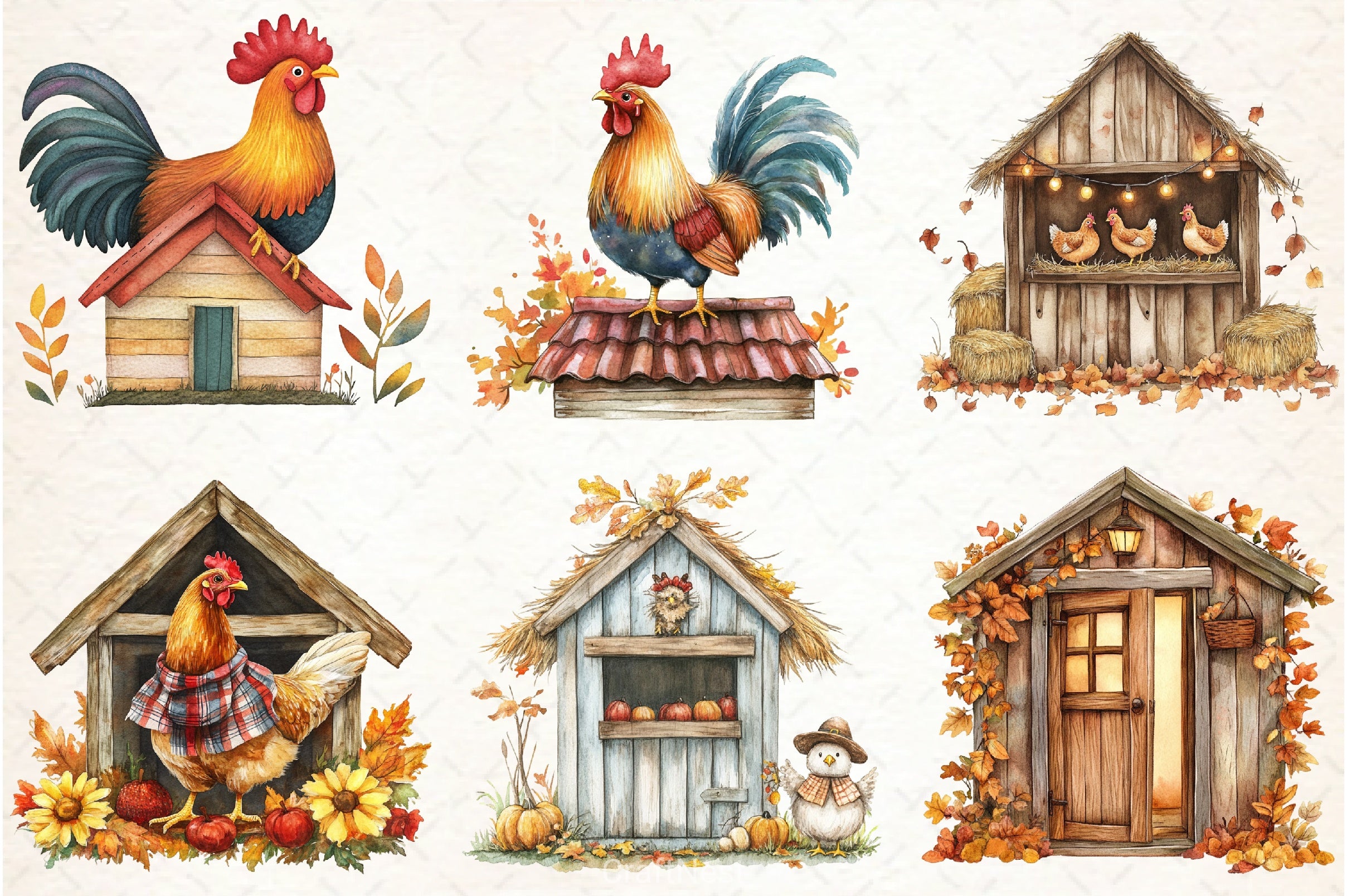 Autumn Chicken Coop Clipart Bundle - CraftNest - Digital Crafting and Art