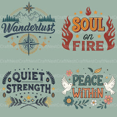 Boho Retro Quotes Clipart Bundle - CraftNest - Digital Crafting and Art