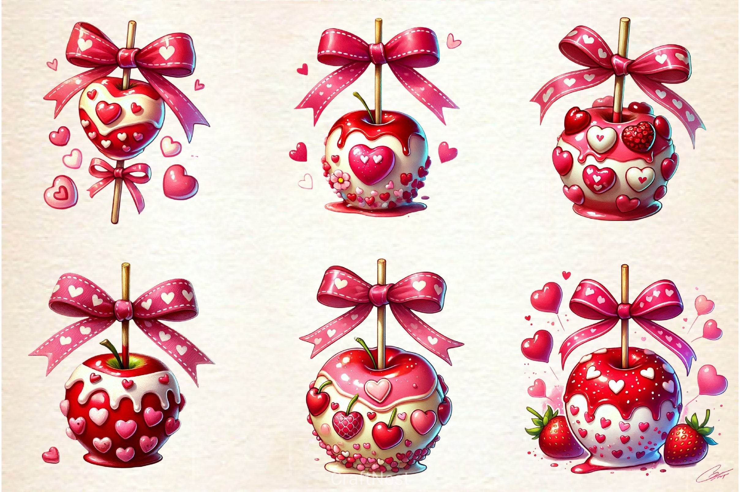 Valentine Candy Apple Clipart Bundle - CraftNest - Digital Crafting and Art