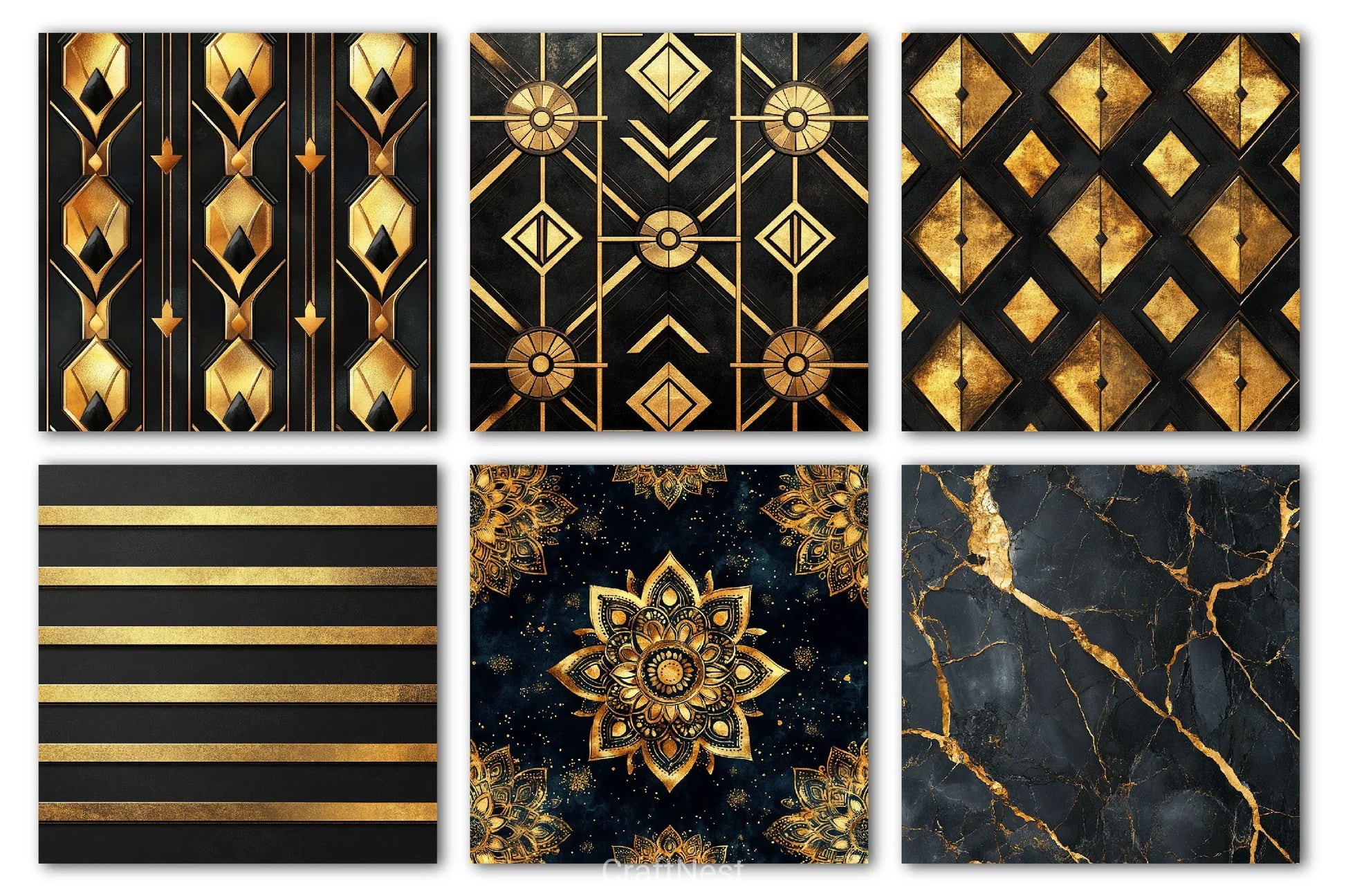 Black And Gold Digital Paper - CraftNest - Digital Crafting and Art