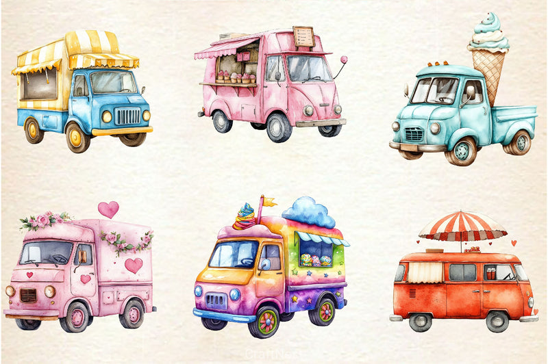 Summer Ice Cream Truck Clipart Bundle - CraftNest - Digital Crafting and Art
