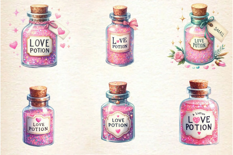 Glittery Love Potion Clipart Bundle - CraftNest - Digital Crafting and Art