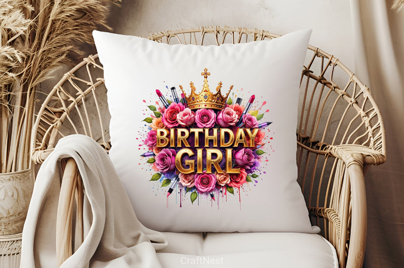 Birthday Girl Floral Clipart Bundle 2 - CraftNest - Digital Crafting and Art