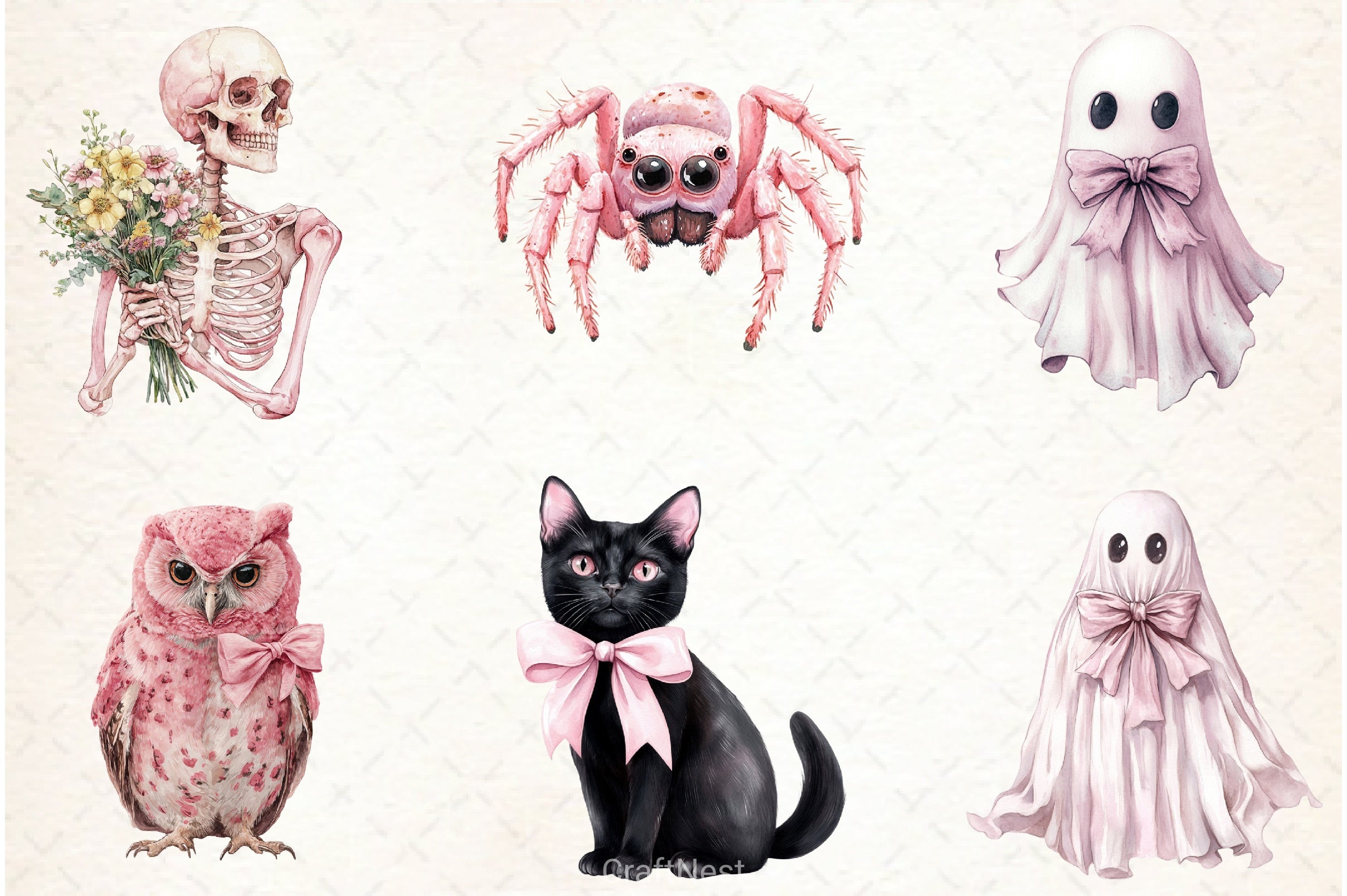 Pastel Pink Halloween Clipart Bundle - CraftNest - Digital Crafting and Art