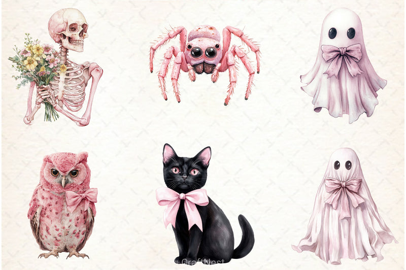 Pastel Pink Halloween Clipart Bundle - CraftNest - Digital Crafting and Art
