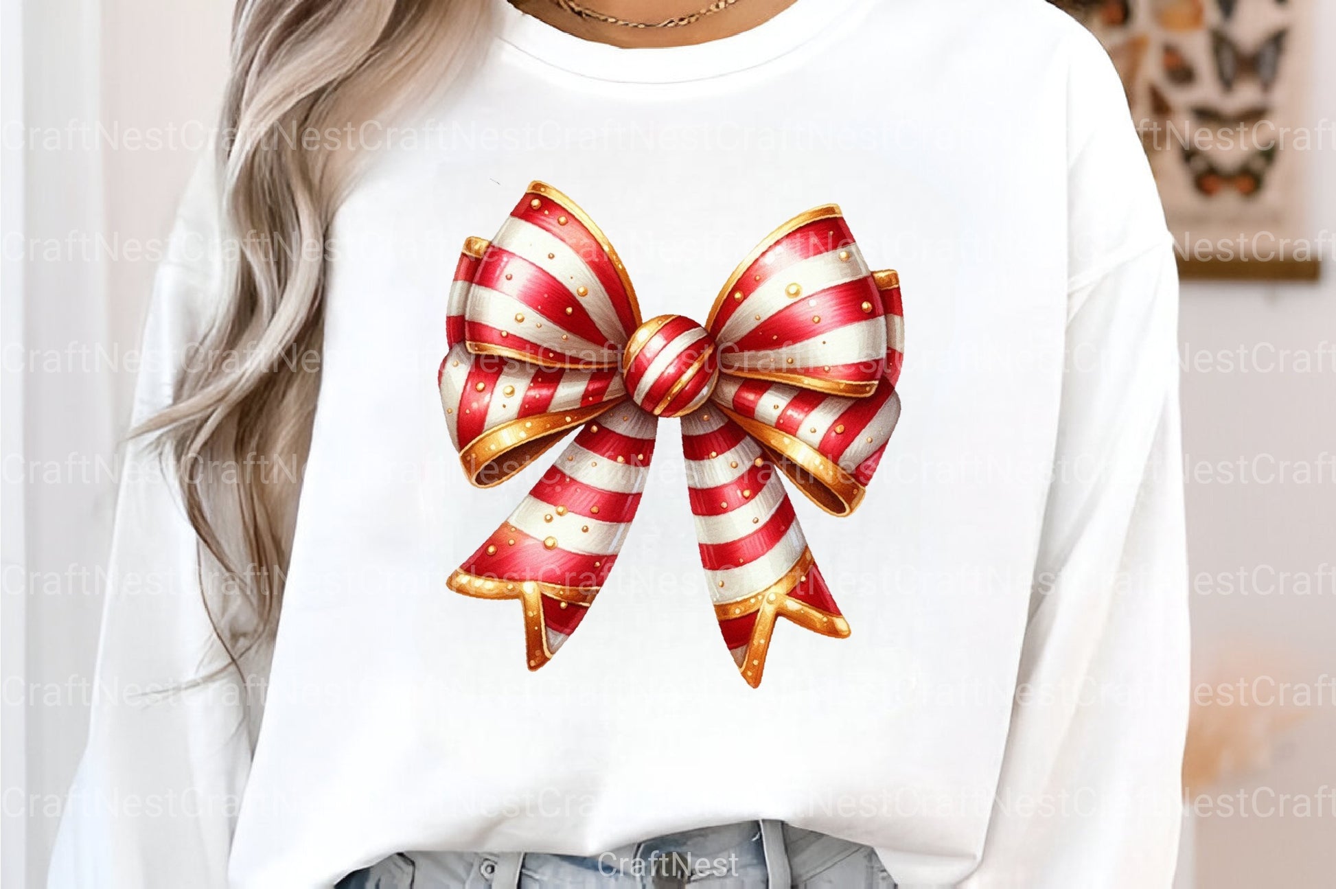 Red Coquette Christmas Bow Clipart Bundle - CraftNest - Digital Crafting and Art