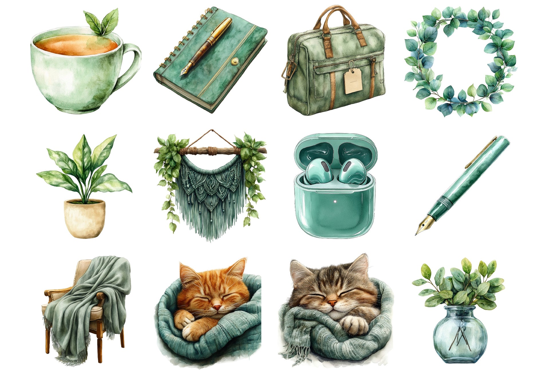 Green Planner Clipart Bundle - CraftNest - Digital Crafting and Art
