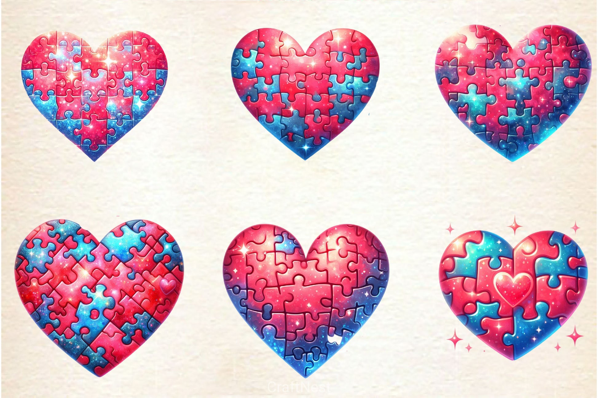 Valentine Puzzle Heart Clipart Bundle - CraftNest - Digital Crafting and Art
