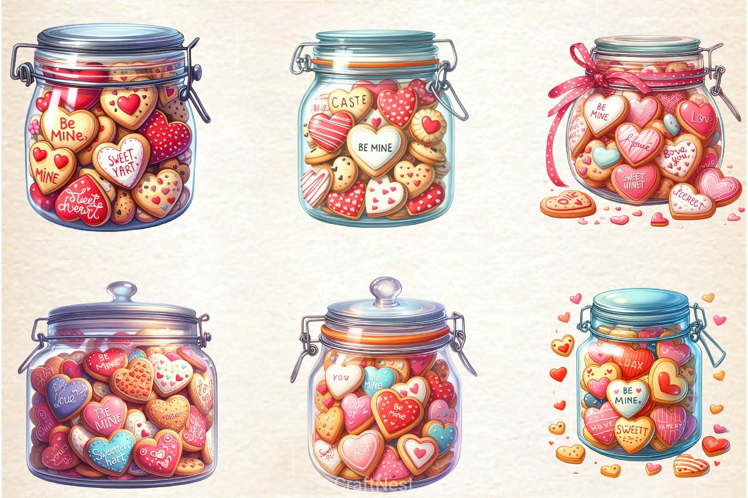 Valentine Romantic Cookie Jar Clipart Bundle - CraftNest - Digital Crafting and Art