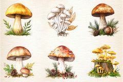 Botanical Autumn Mushrooms Clipart Bundle - CraftNest - Digital Crafting and Art