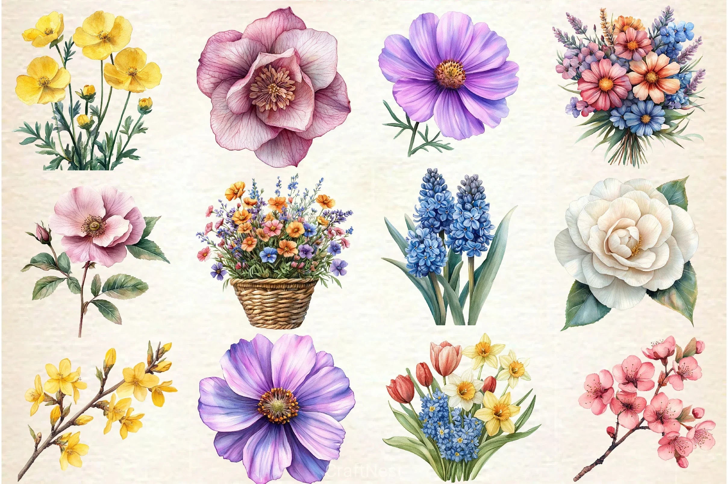 Spring Flowers Clipart Bundle 4 - CraftNest - Digital Crafting and Art