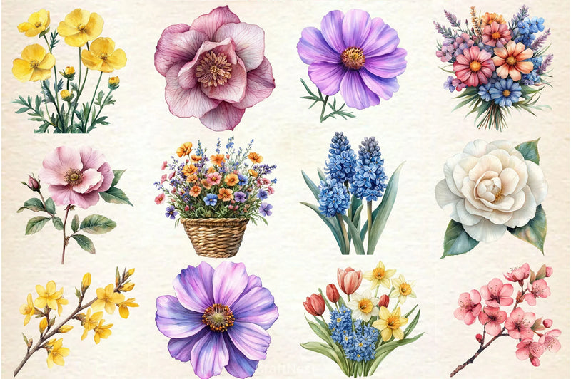 Spring Flowers Clipart Bundle 4 - CraftNest - Digital Crafting and Art