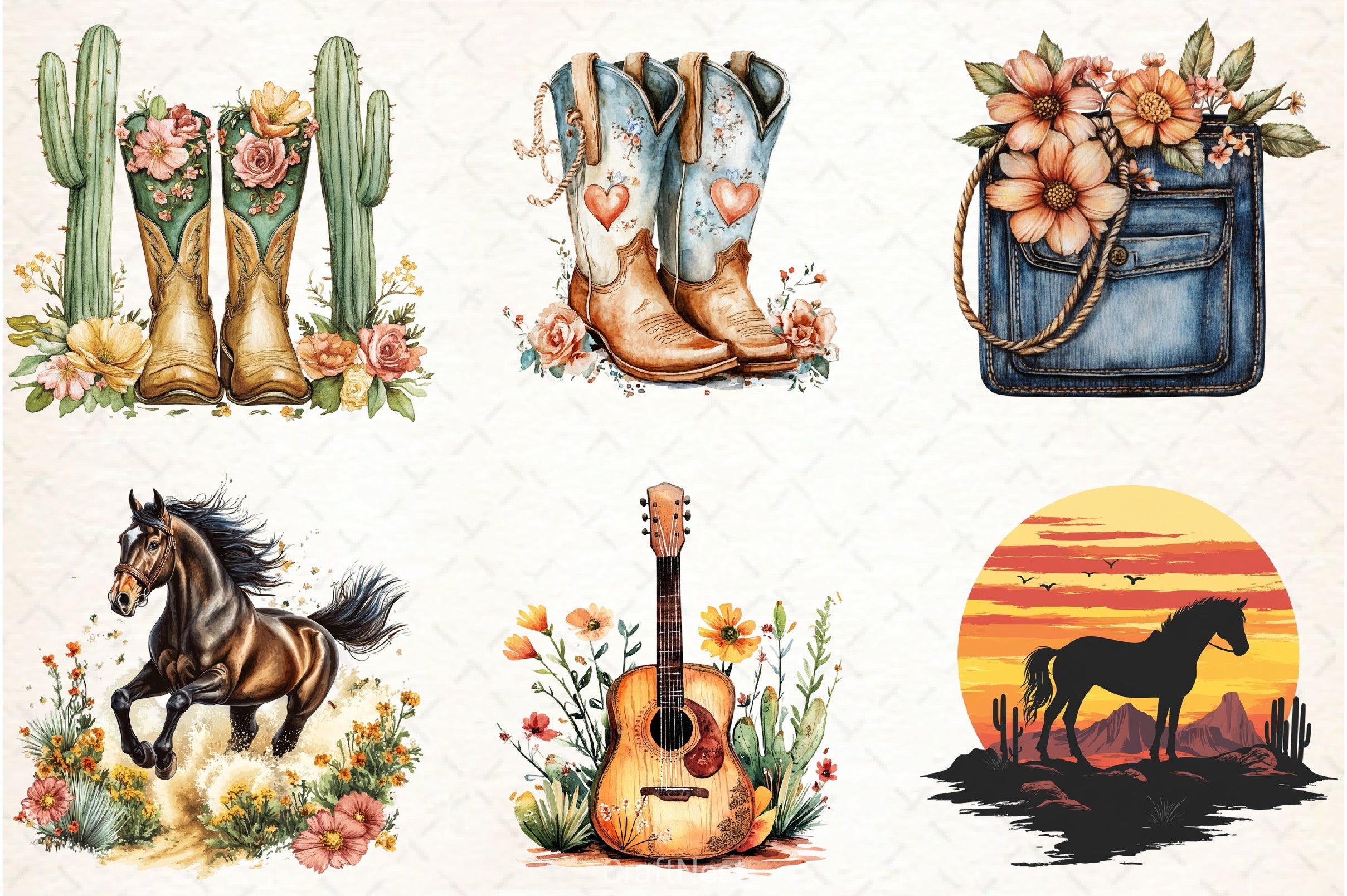 Western Boho Wedding Clipart Bundle 7 - CraftNest - Digital Crafting and Art