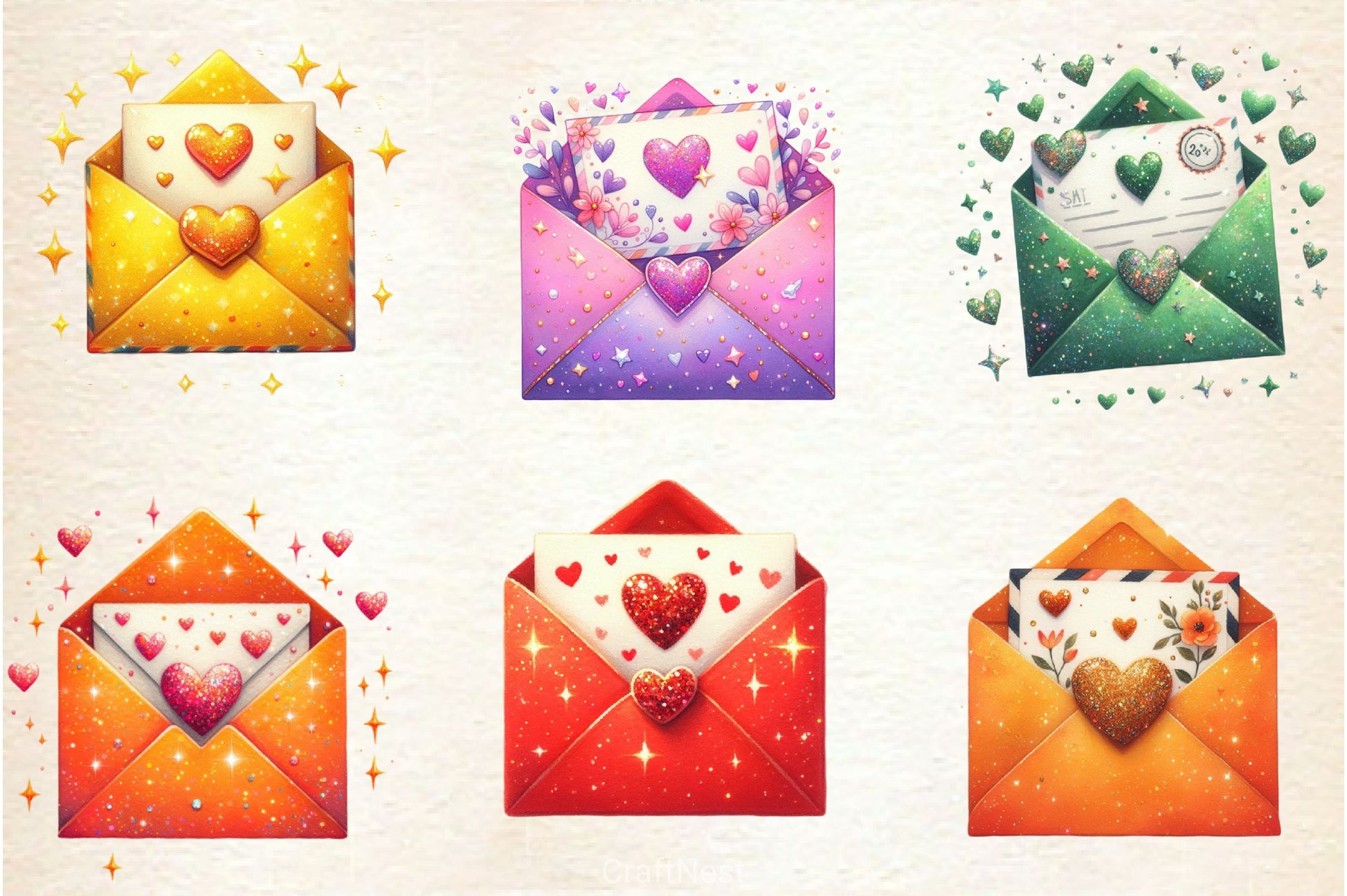 Valentine Glittery Love Letter Clipart Bundle 4 - CraftNest - Digital Crafting and Art