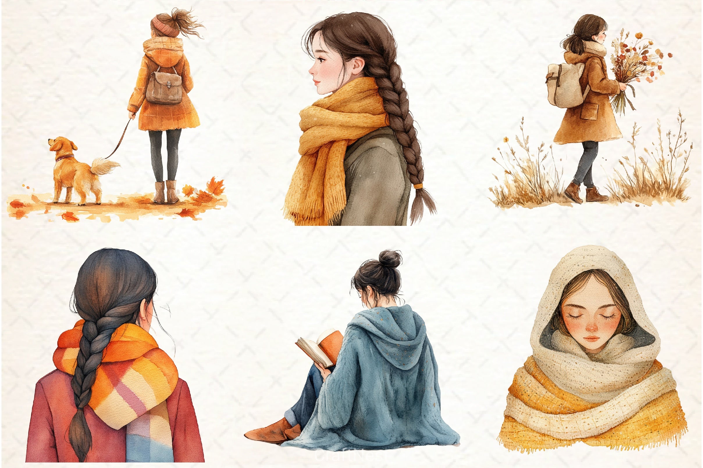 Autumn Girl Clipart Bundle 3 - CraftNest - Digital Crafting and Art