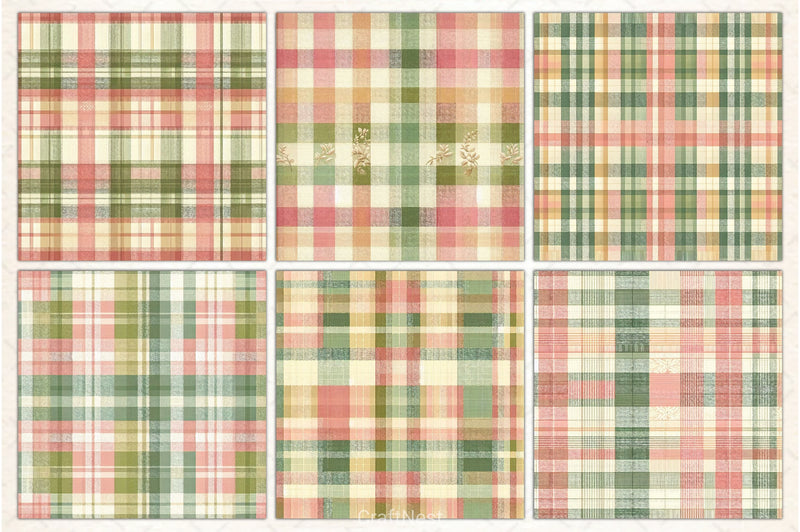 Green Pink Checkered Pattern Digital Paper 2 - CraftNest - Digital Crafting and Art