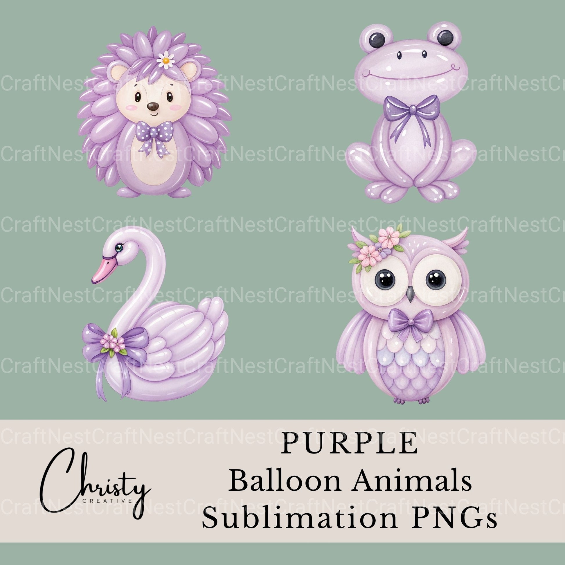 Balloon Animals Purple Clipart Bundle - CraftNest - Digital Crafting and Art