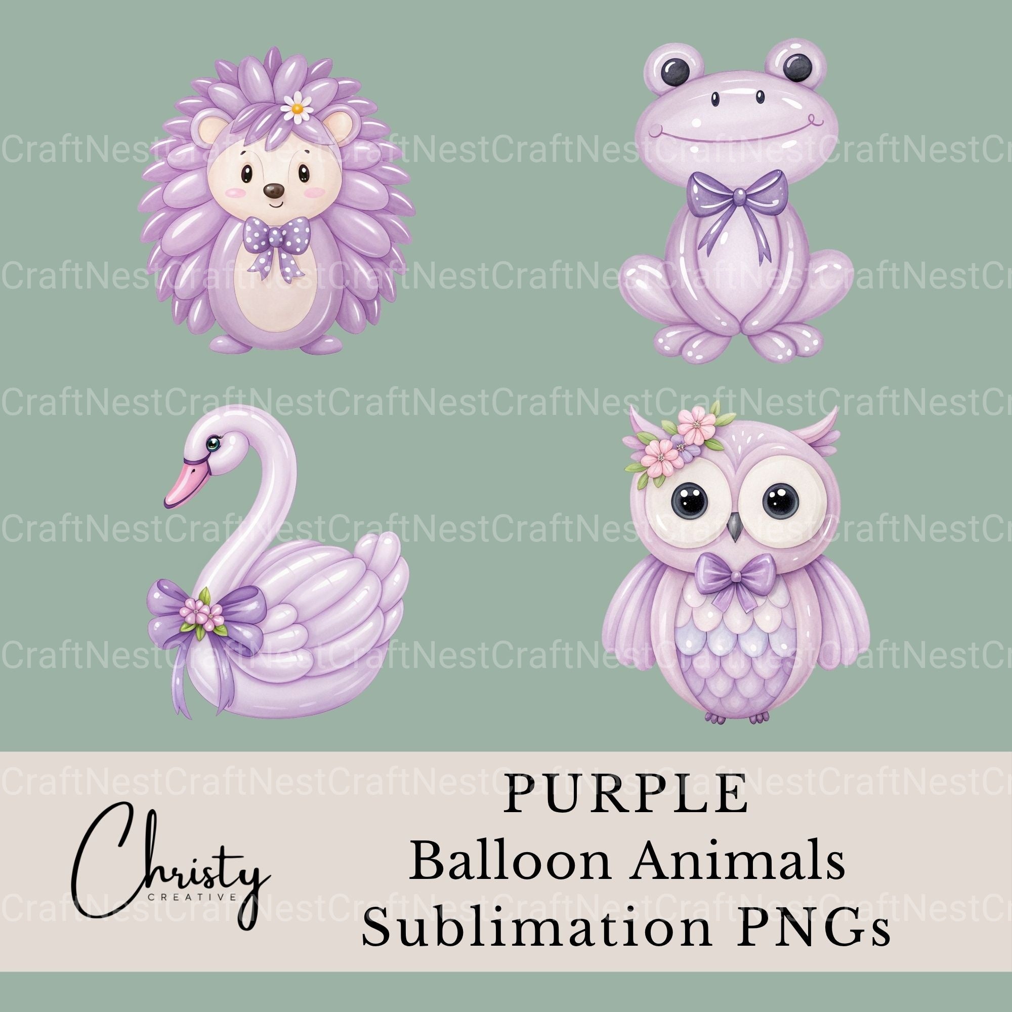 Balloon Animals Purple Clipart Bundle - CraftNest - Digital Crafting and Art
