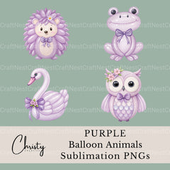 Balloon Animals Purple Clipart Bundle - CraftNest - Digital Crafting and Art