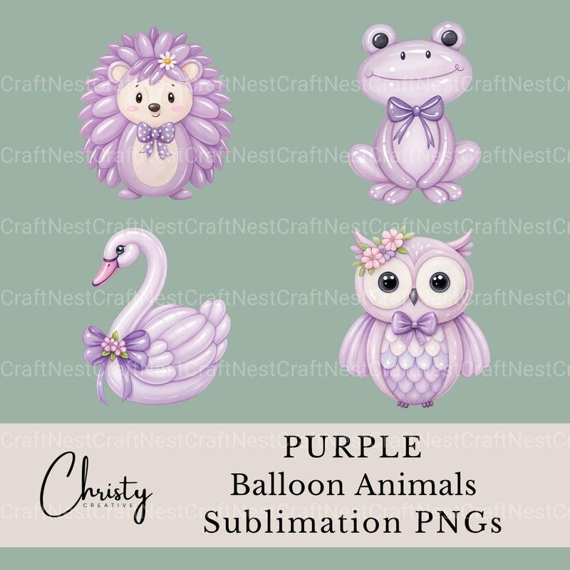 Balloon Animals Purple Clipart Bundle - CraftNest - Digital Crafting and Art