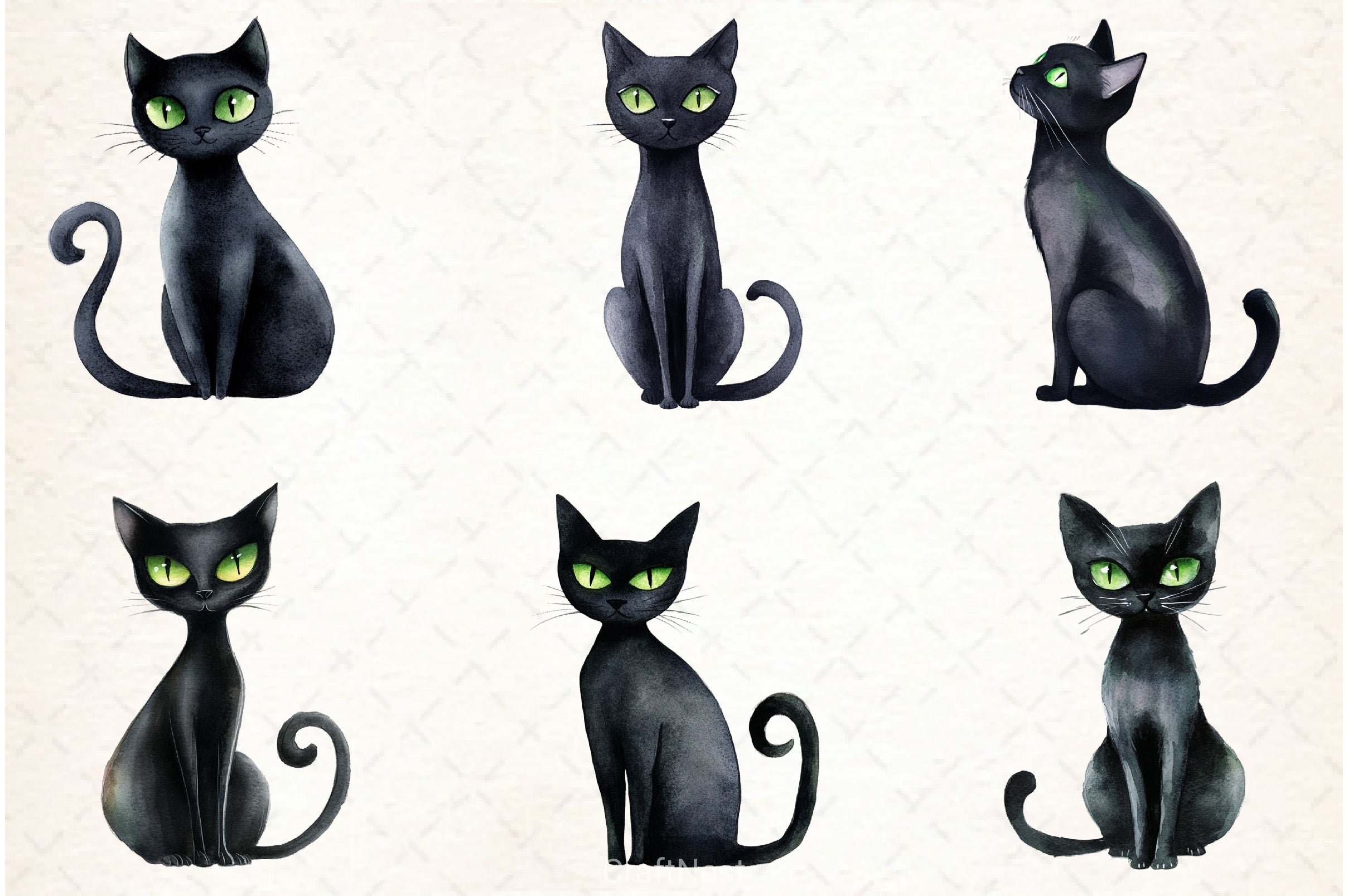 Halloween Black Cat Clipart Bundle 4 - CraftNest - Digital Crafting and Art