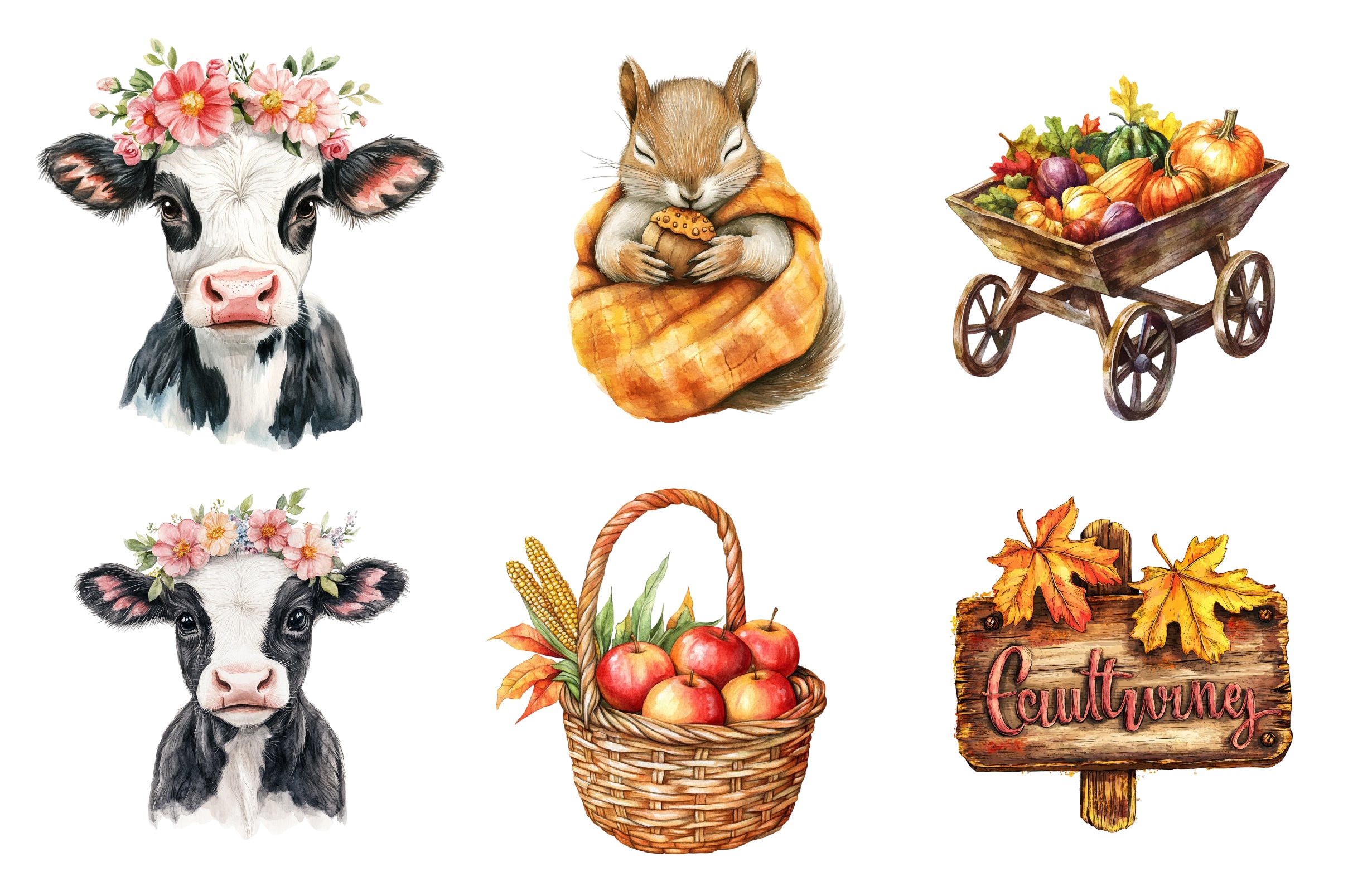 Cute Nursery Autumn Farmhouse Clipart Bundle - CraftNest - Digital Crafting and Art