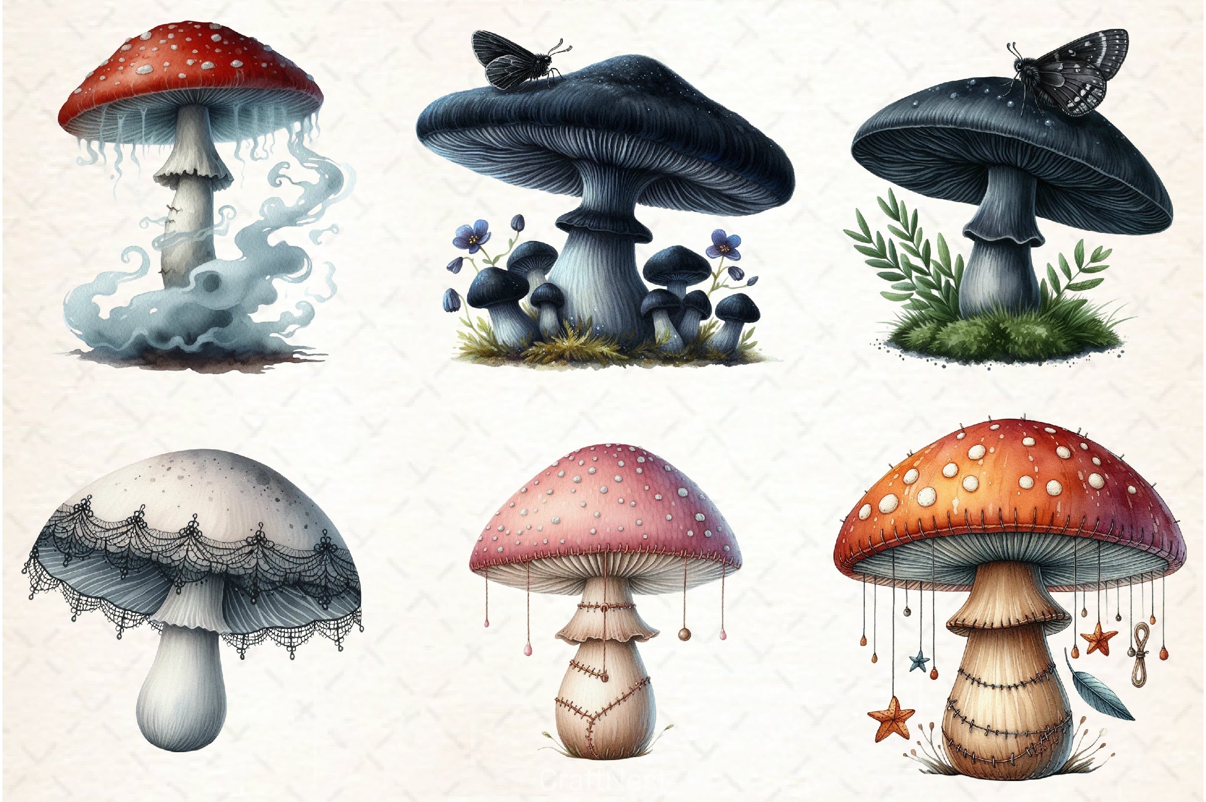 Gothic Mushroom Clipart Bundle - CraftNest - Digital Crafting and Art