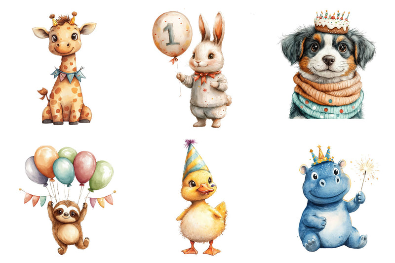 Birthday Baby Animal Party Clipart Bundle - CraftNest - Digital Crafting and Art