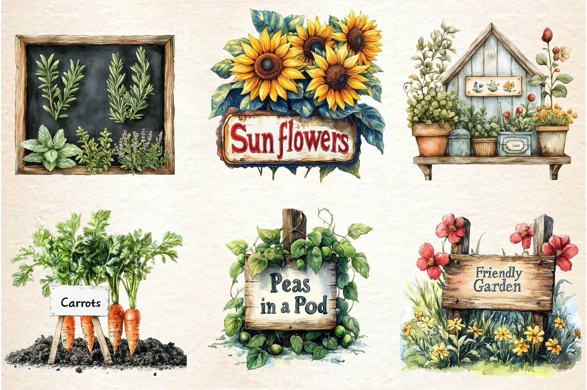 Garden Sign Clipart Bundle - CraftNest - Digital Crafting and Art
