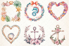 Coquette Coastal Summer Frame Clipart Bundle 1 - CraftNest - Digital Crafting and Art