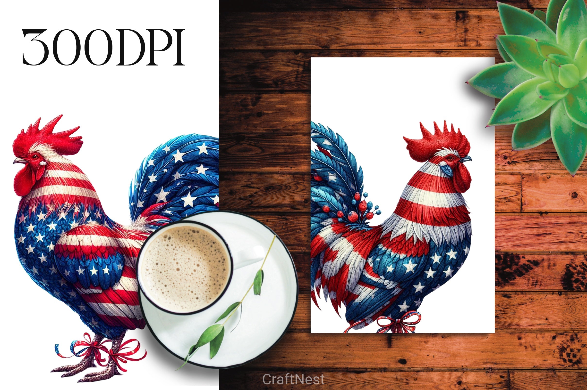 Patriotic Rooster Clipart Bundle 4 - CraftNest - Digital Crafting and Art