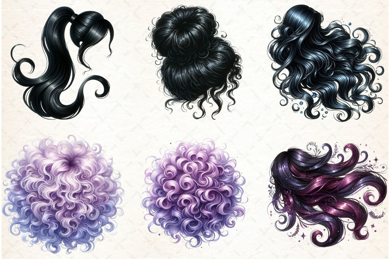 Long Natural Hair Clipart Bundle - CraftNest - Digital Crafting and Art