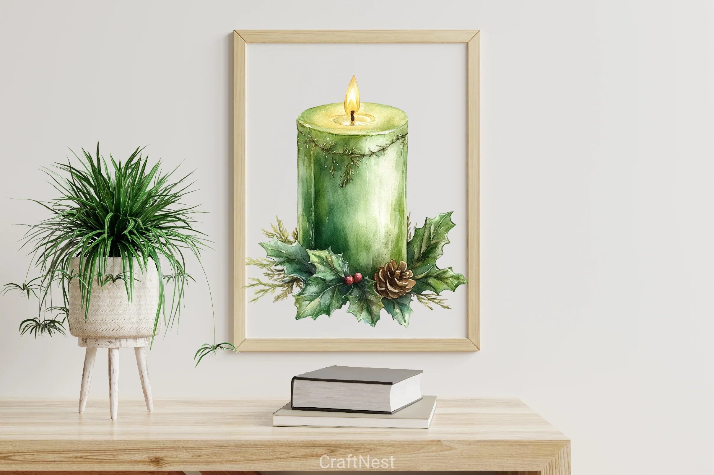 Vintage Green Christmas Clipart Bundle - CraftNest - Digital Crafting and Art