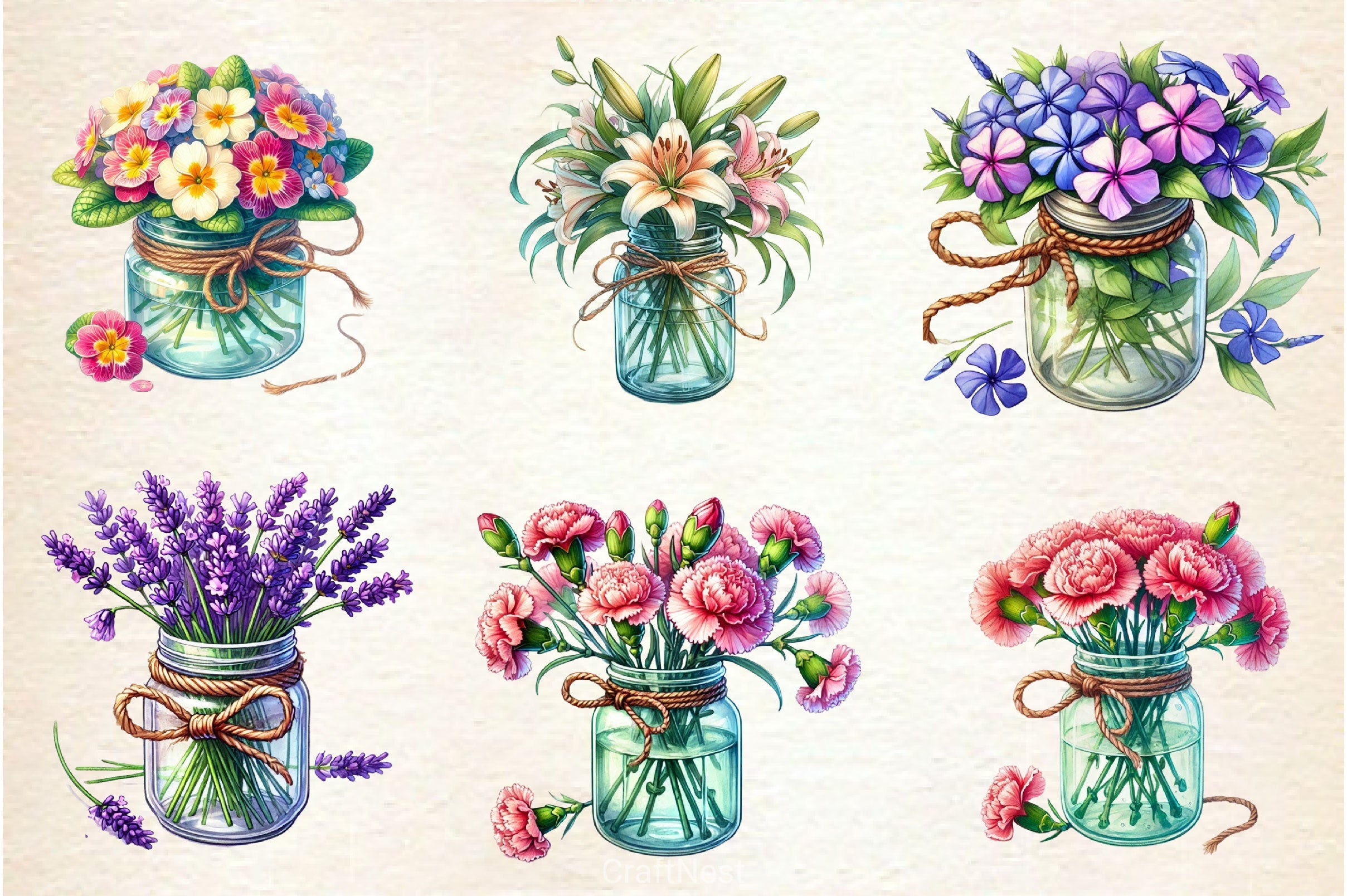 Spring Mason Jars Clipart Bundle 2 - CraftNest - Digital Crafting and Art