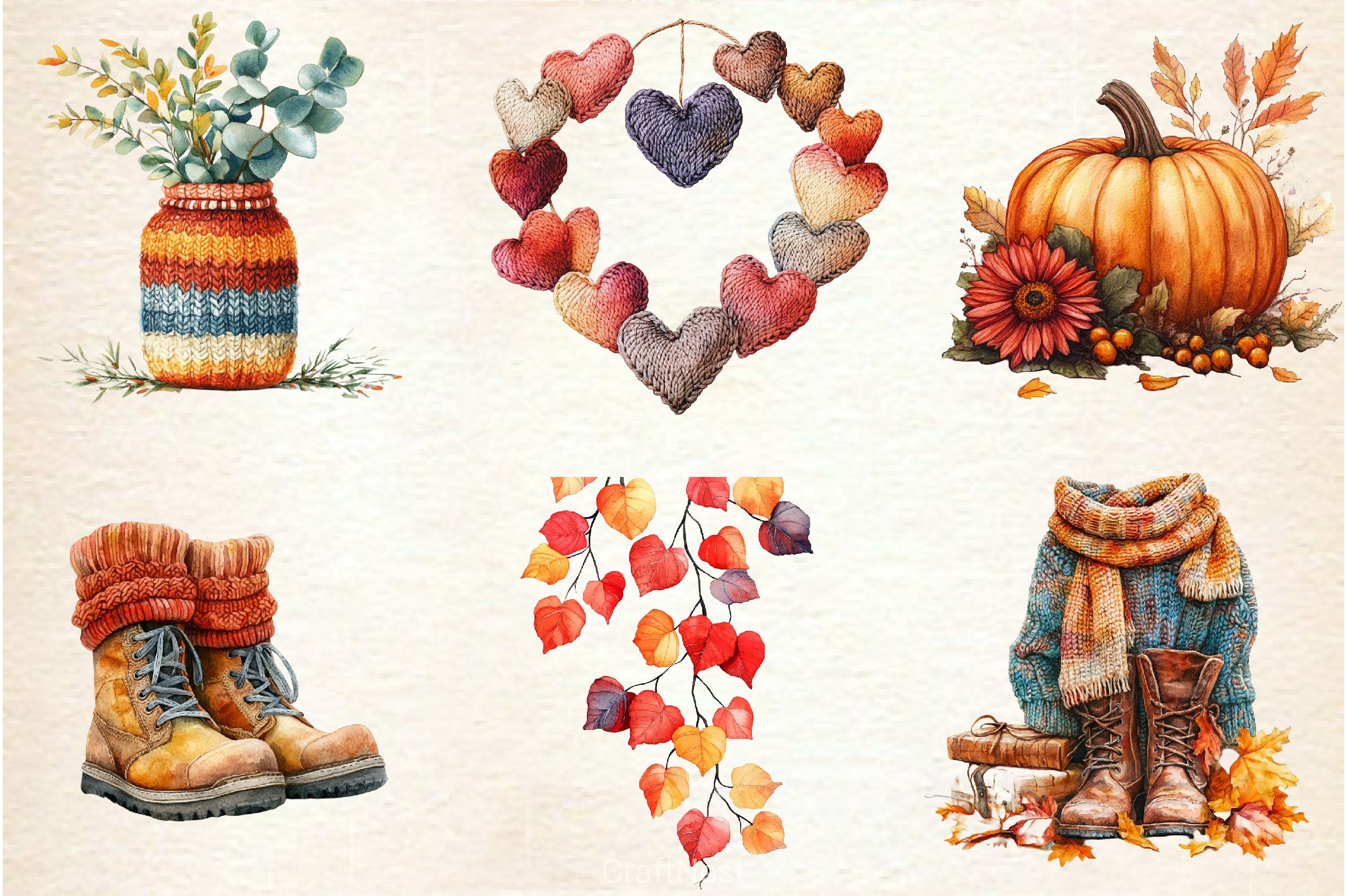 Crochet Autumn Clipart Bundle 3 - CraftNest - Digital Crafting and Art