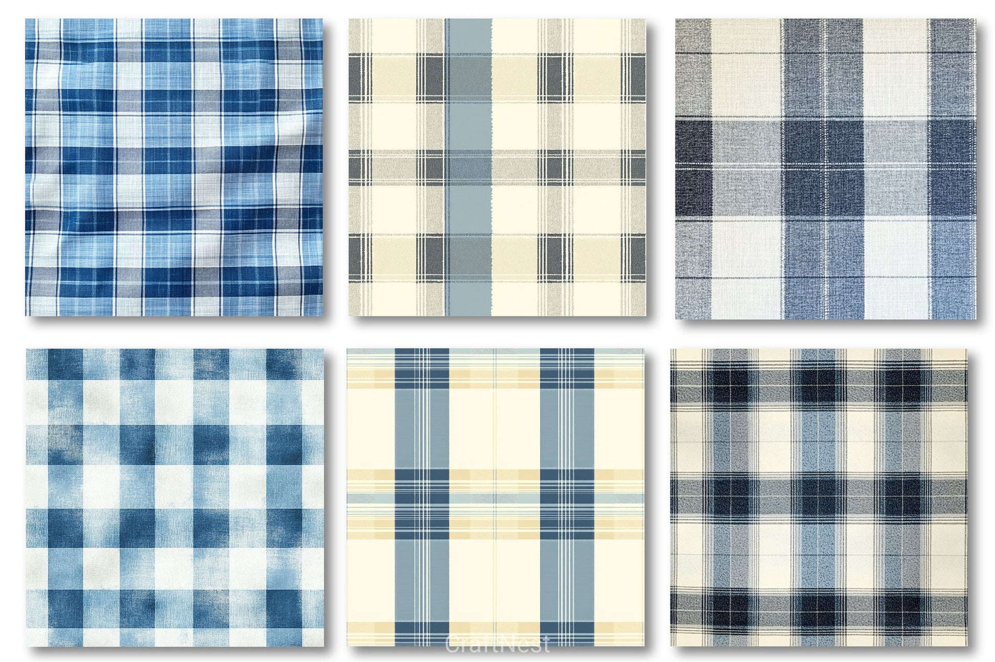 Light Blue Winter Plaid Digital Papers - CraftNest - Digital Crafting and Art