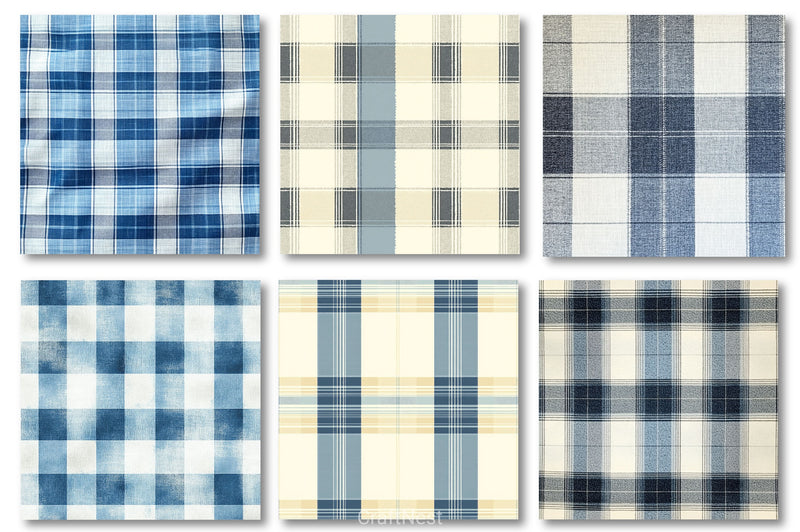 Light Blue Winter Plaid Digital Papers - CraftNest - Digital Crafting and Art