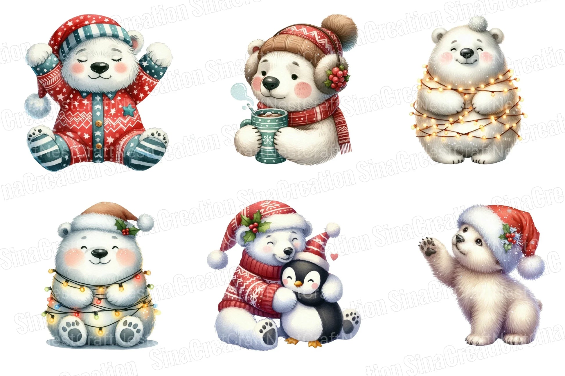 Polar Bear Christmas Clipart Bundle 6 - CraftNest - Digital Crafting and Art