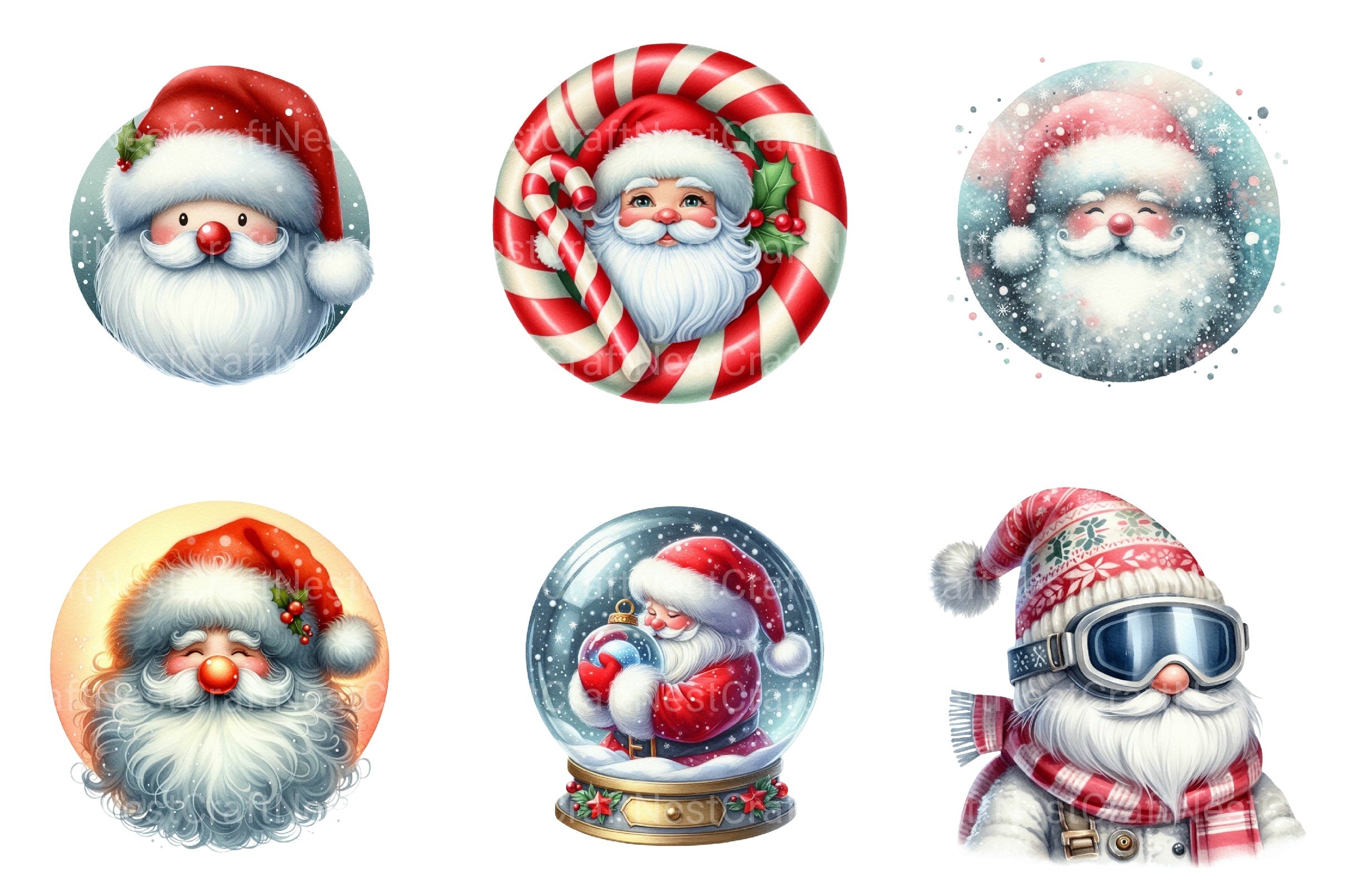 Christmas Santa Claus Ornament Clipart Bundle - CraftNest - Digital Crafting and Art