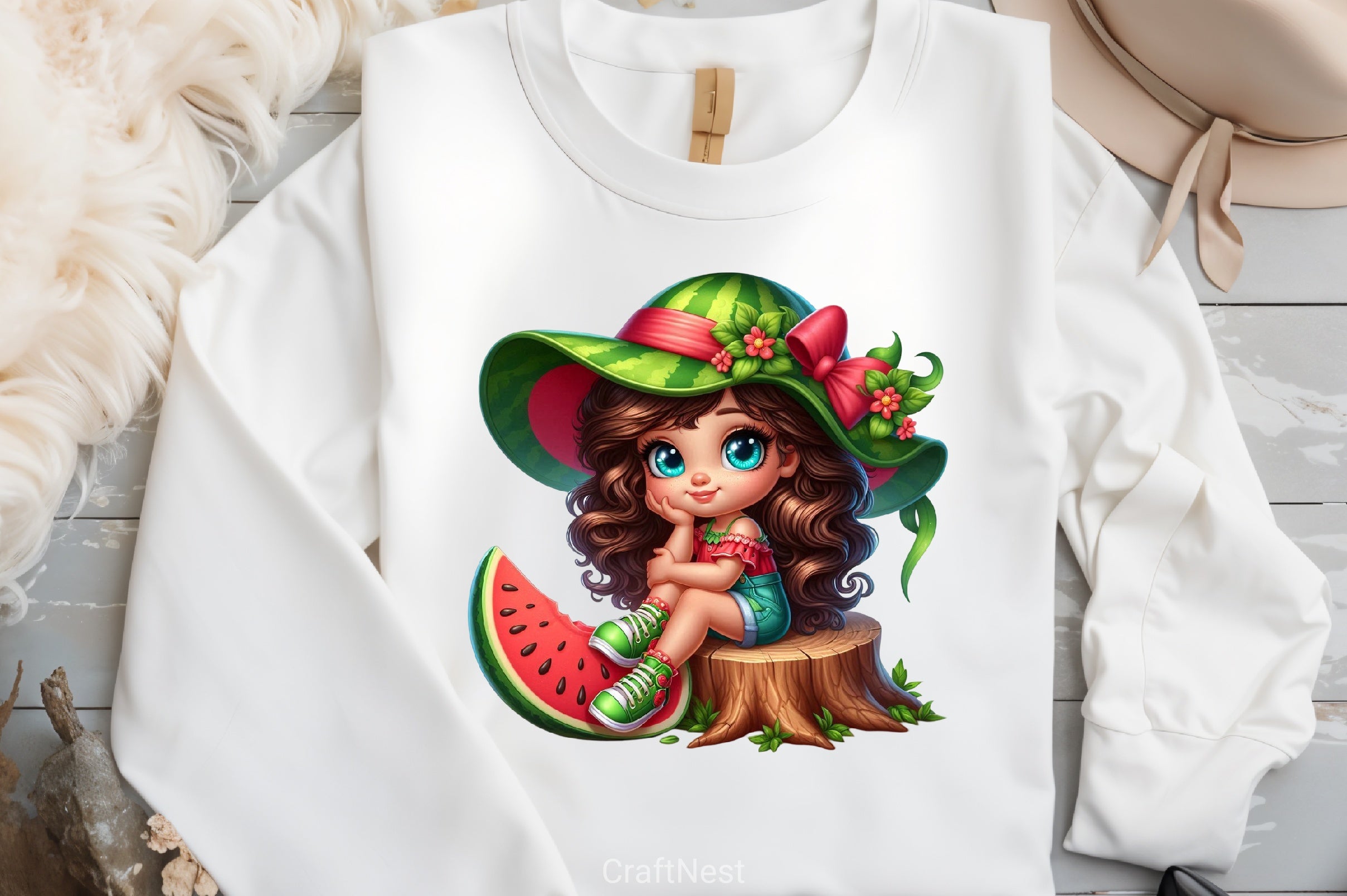 Watermelon Girl Clipart Bundle - CraftNest - Digital Crafting and Art