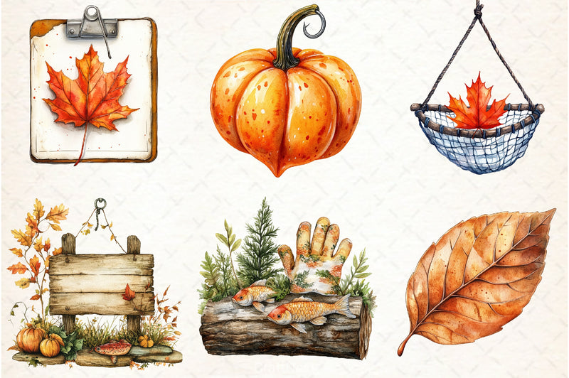 Fall Fishing Clipart Bundle 1 - CraftNest - Digital Crafting and Art