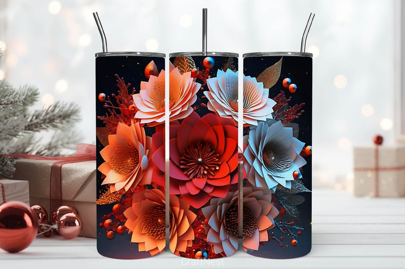 Flower Tumbler Wrap Bundle 16 - CraftNest - Digital Crafting and Art