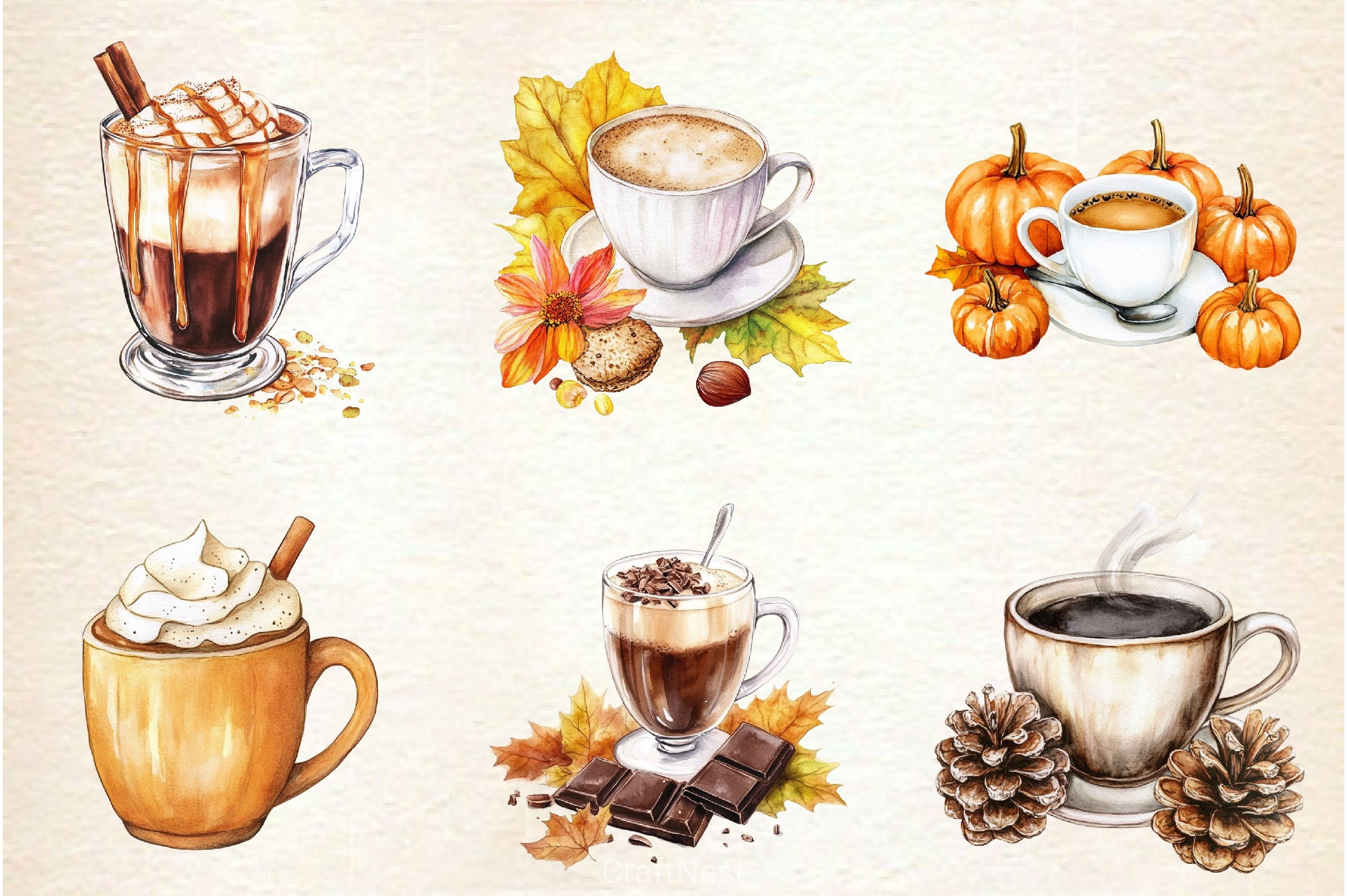 Cozy Autumn Coffee Clipart Bundle 2 - CraftNest - Digital Crafting and Art