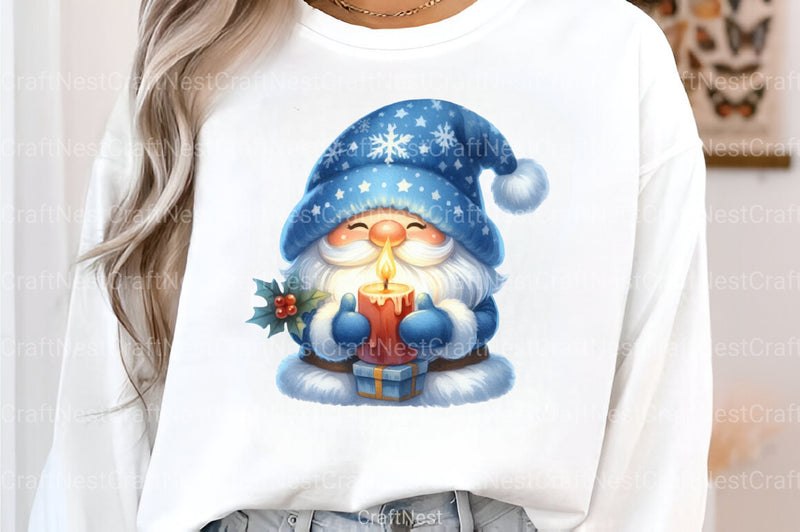 Festive Blue Christmas Gnomes Clipart Bundle - CraftNest - Digital Crafting and Art