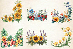 Summer Flower Border Clipart Bundle - CraftNest - Digital Crafting and Art