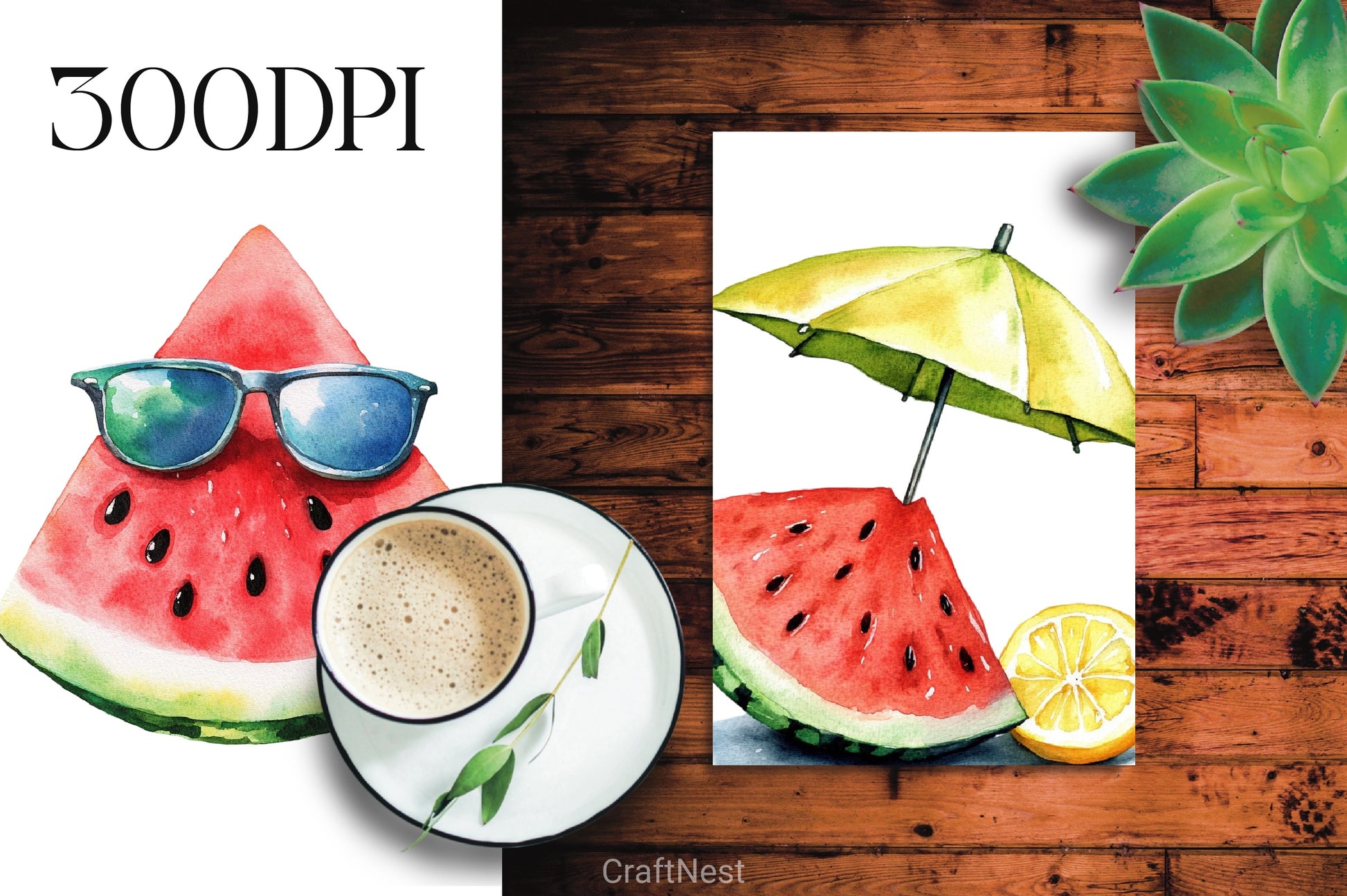 Summer Watermelon Clipart Bundle 9 - CraftNest - Digital Crafting and Art