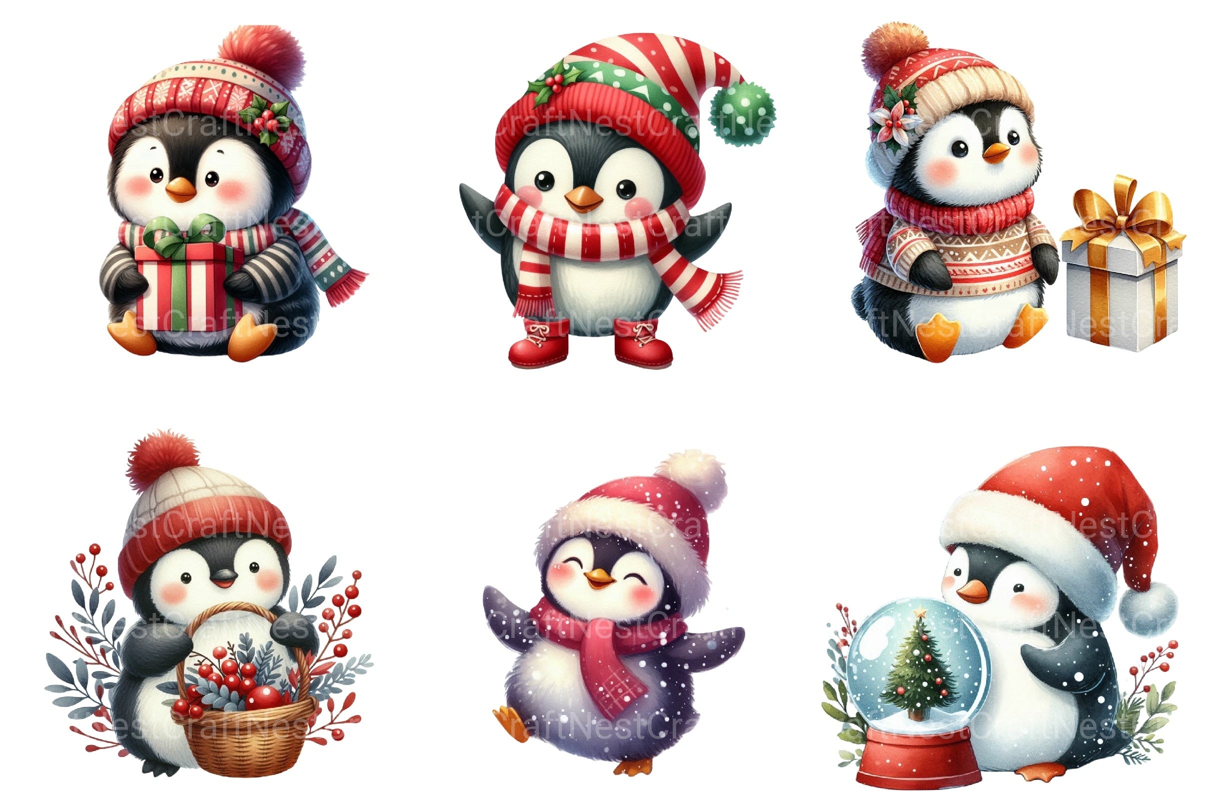 Christmas Penguins Clipart Bundle - CraftNest - Digital Crafting and Art